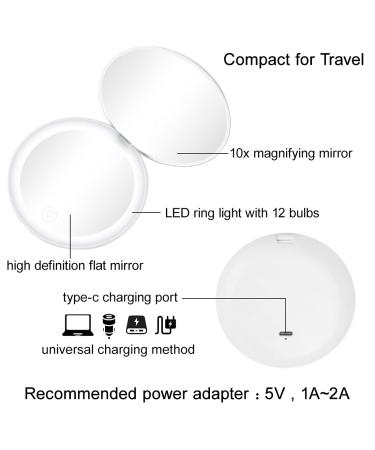 Milishow Compact LED Light Magnifying Mirror 3.5in 1x/10x Rechargeable - White 1Pack - Buy Online on GoSupps.com