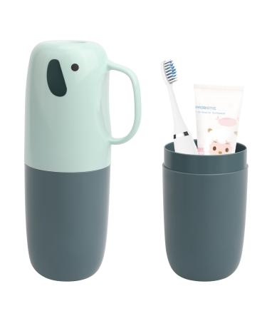 VSPEK toothbrush travel case removable and portable toothbrush holder for travel hiking camping school bathroom cute and playful elephant styling for children (blue)