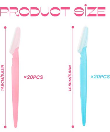 40 Pack Eyebrow & Facial Razors | Safe Dermaplaning Tools for Women & Men | Portable Hair Remover - Pink & Blue - Buy Online on GoSupps.com