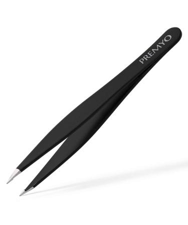 Premyo eyebrow tweezers for ingrown hair splinters precision tweezers professional plucking twin Spitz with case stainless steel rustproof safe gripping