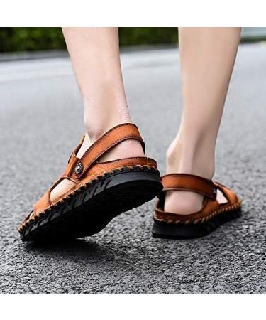Creev Men's Leather Sandals - Half Drag Beach Flip Flops for Summer & Outdoor - Plus Size Slippers (41 B 47) - Buy Online on GoSupps.com