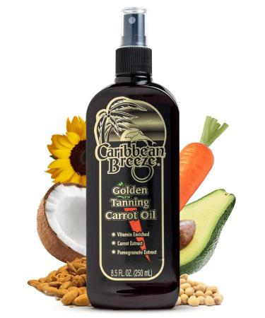 Caribbean Breeze Ultimate Carrot Tanning Oil Outdoor  Tanning Oil Spray with Coconut Oil  Aloe Extracts  Rich in Anti-Oxidants  Moisturizes the Skin and Anti-Aging Properties  8.5 oz (250 ml)