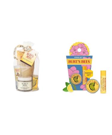 Burt's Bees Hand Repair Gift Set with 3 Creams plus Gloves and Spring Surprise Set with Lip Balm and Cuticle Cream 5 Count