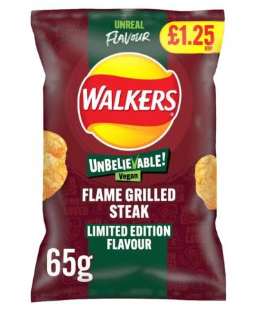 Walkers Vegan FLAMED GRILLED STEAK Crisps 15 x 65g PMP