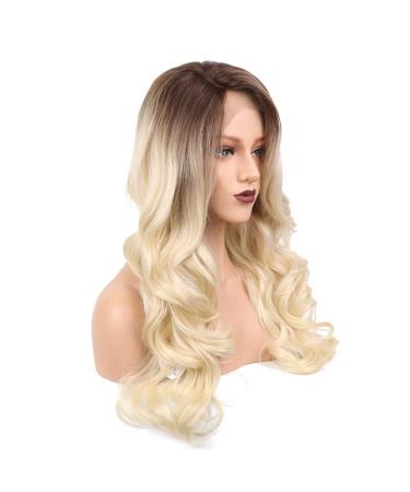 SHIYID Side Part Long Body Wave Synthetic Blonde Lace Front Wig - Heat Resistant Short Roots High Density - Buy Online on GoSupps.com