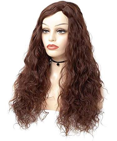 24-Inch Long Curly Dark Brown Synthetic Wig for Women - Free Wig Cap Included | Stylish Middle Part Hair - Buy Online on GoSupps.com