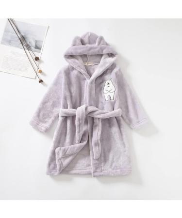 Miyanuby Baby Boy & Girl Flannel Bathrobe | Soft Animal Hoodie Nightwear for Kids 5-6 Years - Polar Bear Gray - Buy Online on GoSupps.com