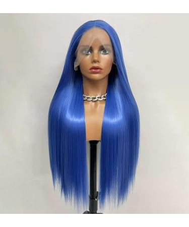 VEBONNY Royal Blue Synthetic Lace Front Wig - Silky Long Straight Hair for Women | Midnight Sapphire -825 - Buy Online on GoSupps.com