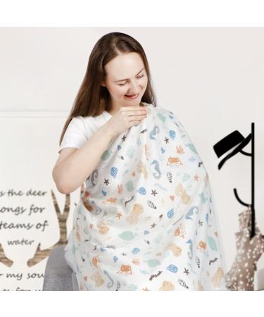 Boerni Large Nursing Cover - Full Privacy & Protection for Breastfeeding (White Ocean) - Buy Online on GoSupps.com