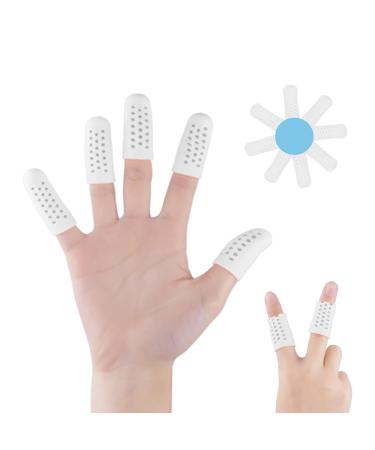 Decproch Finger Protectors Finger Bandages Tubular Finger Cots Breathable Finger Tip Support Tape Silicone Thumb Protector for Hand Eczema Finger Cracking Finger Protection 14 PCS White Breathable White