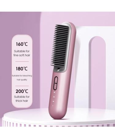 Flux Cordless Hair Straightener Brush - Portable Mini Ionic Hot Comb for Women | Travel-Friendly & Fast Charging (Pink - Buy Online on GoSupps.com