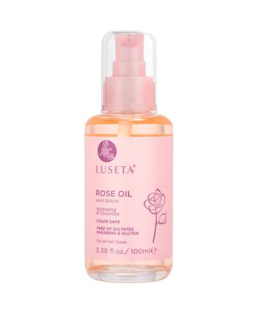 Luseta Rose Oil Hair Oil Moisturizing, Hydrating & Nourishing Serum for All Hair Types Dry Scalp Treatment 3.38oz