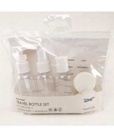 Travel Bottle Set 5 Practical Styles + 1 Packing Tool White Color for Conditioners Lotions Creams Handspray Body Soap Hand Soap Makeup and More