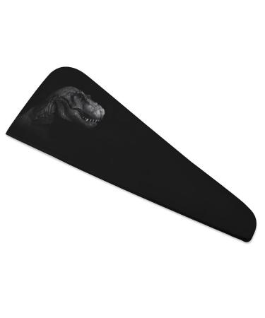 T- Rex Dinosaur on Dark Microfiber Hair Towel Wrap for Women 10 Inch X 26 Inch Super Absorbent Hair Turban with Button