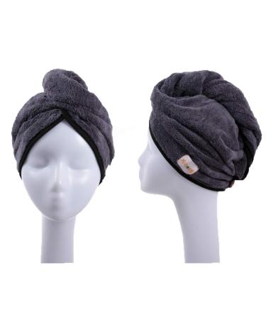 2 Pack Super Absorbent Microfiber Hair Drying Towels - Quick Dry Turban Wraps (Dark & Light Gray) - Buy Online on GoSupps.com