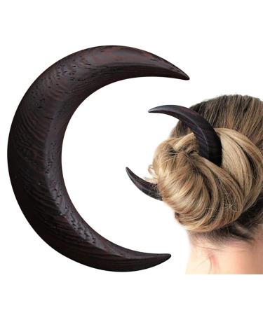 Hand Carved Crescent Moon Hair Fork Crescent Moon Hair Fork Moon Hair Stick Handmade Hair Pin Wooden Comb for Women's Thick Hair Styling Tool Accessories