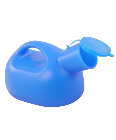 2000ML Male Urinal -with Cover can Be Reused Portable Mens Potty Pee Bottle Collector Travel Toilet (Blue) Happy
