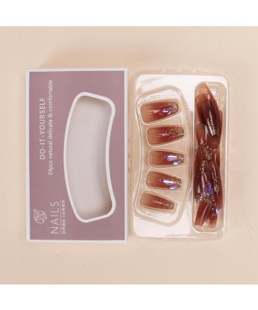 24Pcs/Set Press On Nails Long Ins Sparkling Diamond False Nails Acrylic Fake Nails Full Cover Nails Tips Artificial Finger Manicure Press on nails for Women and Girls - Buy Online on GoSupps.com