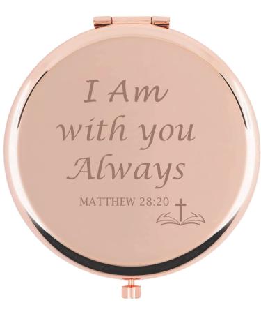 HTXLNNO Christian Gifts for Women Makeup Mirror  I am with You Awalys Inspirational Religiou Scripture Compact Mirror  Round Mirror Gifts for Her I Am with You Always