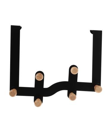 Anneome 6 Door Hook Coat Rack Hooks Outdoor Towel Rack Coat Mount Wooden Hooks Hang Clothes Metal 30X23CM Black
