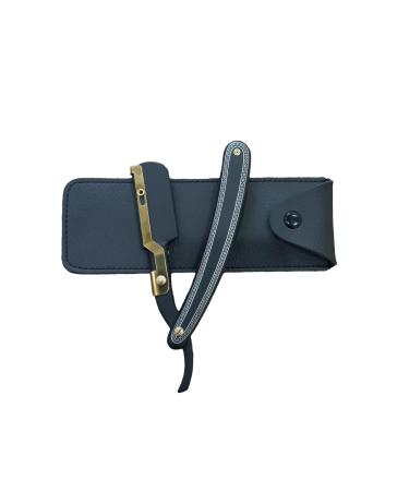 Premium Black and Gold Shaving Razor - Stainless Steel Double Edge Blade Holder with Leather Pouch | International Shipping - Buy Online on GoSupps.com