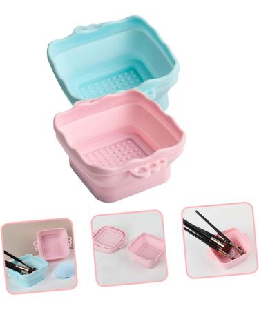 2pcs of makeup brush makeup brush cleaning mat silicone brush cleaner makeup brush drying hanger makeup brush cleaning pad make up portable Miss Silica gel carpet - Buy Online on GoSupps.com