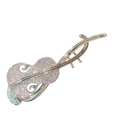 Beaupretty Rhinestones Hair Clip Chinese Pipa Shaped Hairpin Barrette Hair Clamp Bling Hair Headdress Sweater Shawl Clips for Women Girls Hanfu Hair Accessories