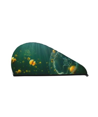 Jelly Fish Microfiber Hair Towel Soft Super Absorbent Hair Towel Wrap for Women Coral Velvet Quick Dry Hair Cap for Long Curly and Thick Hair