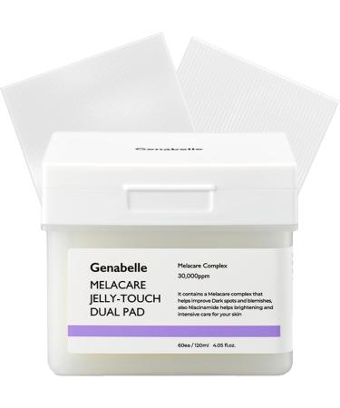 Genabelle Melacare Jelly Touch Dual Pad Radiance-Boosting & Hydrating Toner Pads with Niacinamide & Tranexamic Acid Targets Dark Spots and Hyperpigmentation 4.05 fl oz