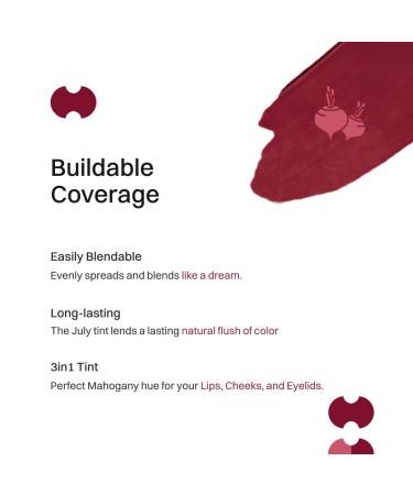 July Beetroot Heart Lip & Cheek Tint 3-in-1 | SPF 15 | 24hr Moisturization | Creamy Matte | Jojoba & Almond Oil | International Shipping - Buy Online on GoSupps.com
