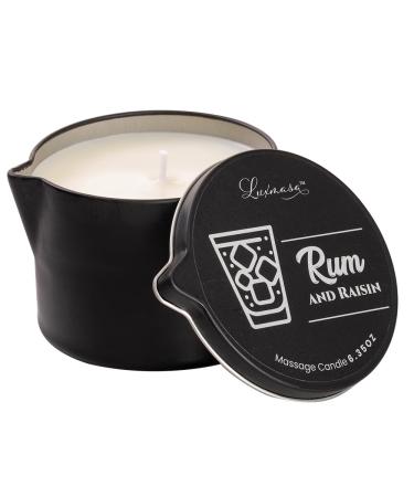 Natural Soy Wax Low Temp Massaging Oil Candle - Moisturizing Body Candle Massage- Shea Butter Infused Hand Care Organic Candle Lotion - 6.35 OZ (Rum and Raisin Scent)