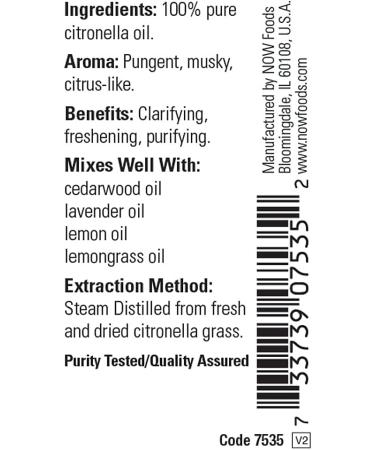 Now Foods Citronella Essential Oil 1 fl oz | Natural Insect Repellent - Buy Online on GoSupps.com