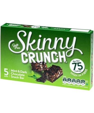 Skiny Crunch Mint & Dark Chocolate Snack Bars 5 Pack - A Low Calorie Chocolate Snack - Perfect For a Quick Snack On-The-Go - Pack of 8 - Buy Online on GoSupps.com