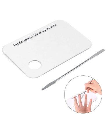 Clear Makeup Palette 5.9 x 3.9 inch Stainless Steel Nail Art Cosmetic Artist Mixing Palette with Spatula Tool