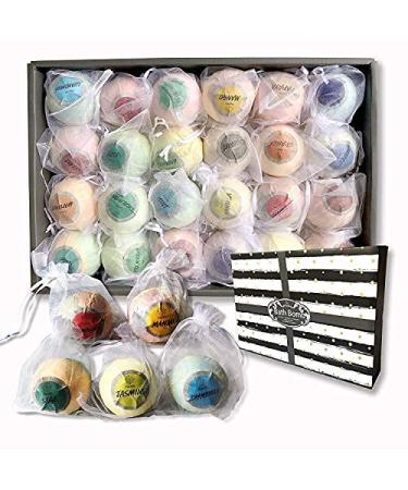 Aromatherapy Bath Bomb Gift Set. 24 Individually Wrapped Bath Bombs in Gorgeous Mesh Bags. Luxury Bath Bombs Set Ready to Gift as Party Favors  Wedding Favors. 24 Organic Spa Bath Balls Fizzers Party Favor Bags