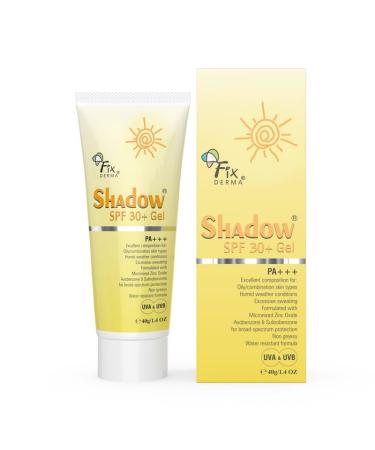 Grah Fixderma Shadow Sunscreen SPF 30+ Gel For Oily Skin - Acne Prone Offers PA+++ Protection Broad Spectrum UVA and UVB Protection Water Resistant and Non-Greasy 40g 1.411 Ounce - Buy Online on GoSupps.com