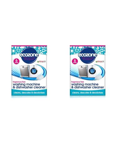 Ecozone Washing Machine & Dishwasher Cleaner Tablets 2-in-1 Treatment Kit Cleans De-scales & De-odorises Fragrance Free Plastic Free Natural Vegan Friendly Plant-Based Cleaning (Pack of 12) 6 count (Pack of 2)