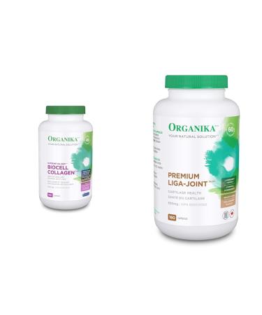 Organika Biocell Collagen- Type 2 Collagen Hyaluronic Acid Chondroitin Sulfate Joint Support- 180 & Premium Liga Joint- Combination of MSM Glucosamine and Type 2 Collagen SUPPLEMENT + SUPPLEMENT 620365012106