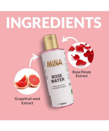 MINA Rose Water Henna Fixing Solution 200ml | Calming & Soothing | For Eyebrow Tint | All Skin Types - Buy Online on GoSupps.com