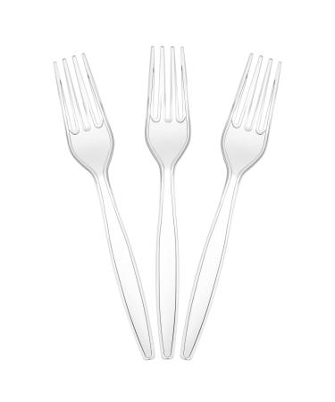 Clear Plastic Forks Heavy Duty Disposable Forks for Party Supply Pack of 80