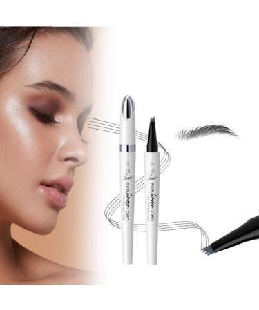 2024 New Magical Precise Waterproof Brow Pen - 4 Tip Eyebrow Pencil Contouring Pen 3D Waterproof Microblading Eyebrow Pencil Natural Looking Long-Lasting Fine Stroke Magic Eyebrow Pencil (Grey)