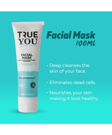 TRUE YOU Skincare Facial Mask - Hydrating Charcoal Bamboo & Green Tea Cleanser for Daily Use | 3.5 oz - International Shipping - Buy Online on GoSupps.com