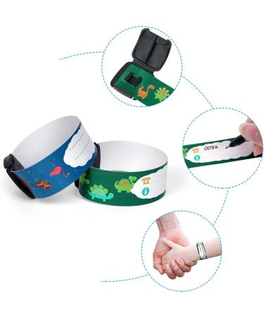 Vicloon Safety Wristband Bracelets 8 Pcs - Child Kids ID Bracelet with Pen - Anti Lost & Waterproof - Dinosaur and Spaceship Design - Buy Online on GoSupps.com