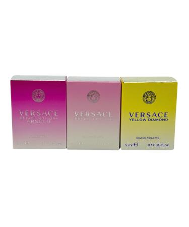 Versace 3-piece Miniatures Fragrance Collection - Bright Crystal Absolu Bright Crystal Yellow Diamond - Gift set for Women 0.17 fl oz each - Buy Online on GoSupps.com