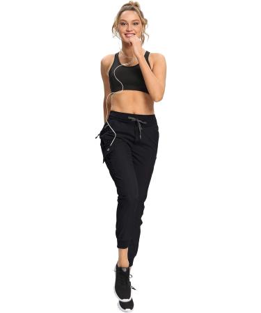 RlaGed Women's Cargo Hiking Pants - Lightweight Joggers, Quick Dry, Water Resistant, UPF 50, Zipper Pockets - Black, Size Large - Buy Online on GoSupps.com