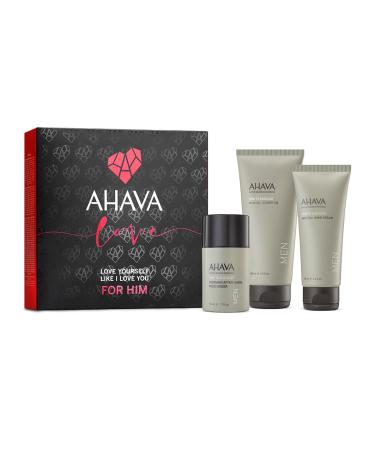 AHAVA Kit For Him Includes Mineral Shower Gel Mineral Hand Cream and Soothing Aftershave Moisturizer