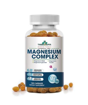 High Absorption Magnesium Complex | 6 Element Magnesium Complex for Muscle Bone & Nerve Health 2 Month Supply 120 Softgels