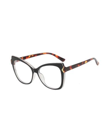 SERONI Tr90 Cat Eye Frame Blue Light Blocking Glasses for Women Men Anti UV Ray Computer Reading Glasses for Women Men Black-leopard 54 Millimeters