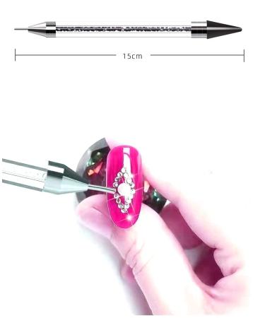 Dual Ended Nail Rhinestones Picker Pencil - Nail Art Dotting Tool with 2 Extra Wax Heads - Black Design for Perfect Nail Decoration - Buy Online on GoSupps.com