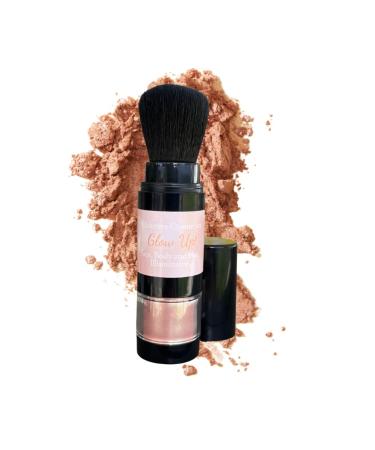 Addictive Cosmetics GLOW UP! Oil Free Mineral Shimmer Powder for Face  Body and Hair- Twist Up Brush- Highlighter and Bronzer- Brush on Shimmer Powder- Vegan  Cruelty Free